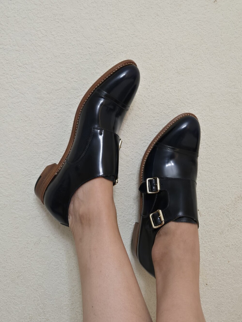 Menorcan Double Monk Patent Leather Loafers - Black